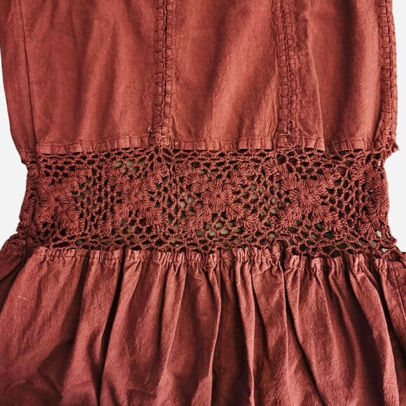 Free People Freya Crochet One Piece Jumpsuit in Brown XL NWT - Picture 8 of 11